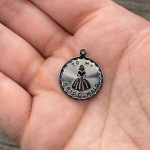 Vintage 925 Sterling Silver "To My Bridesmaid" Etched Pendant Bracelet Charm